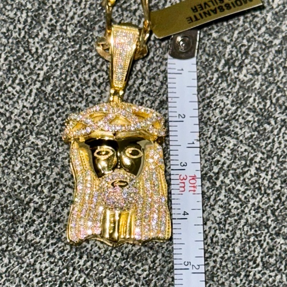 14k Yellow Gold Vermeil 3ct VVS GRA certified Moissanite Diamond Jesus pendant - Picture 4 of 8
